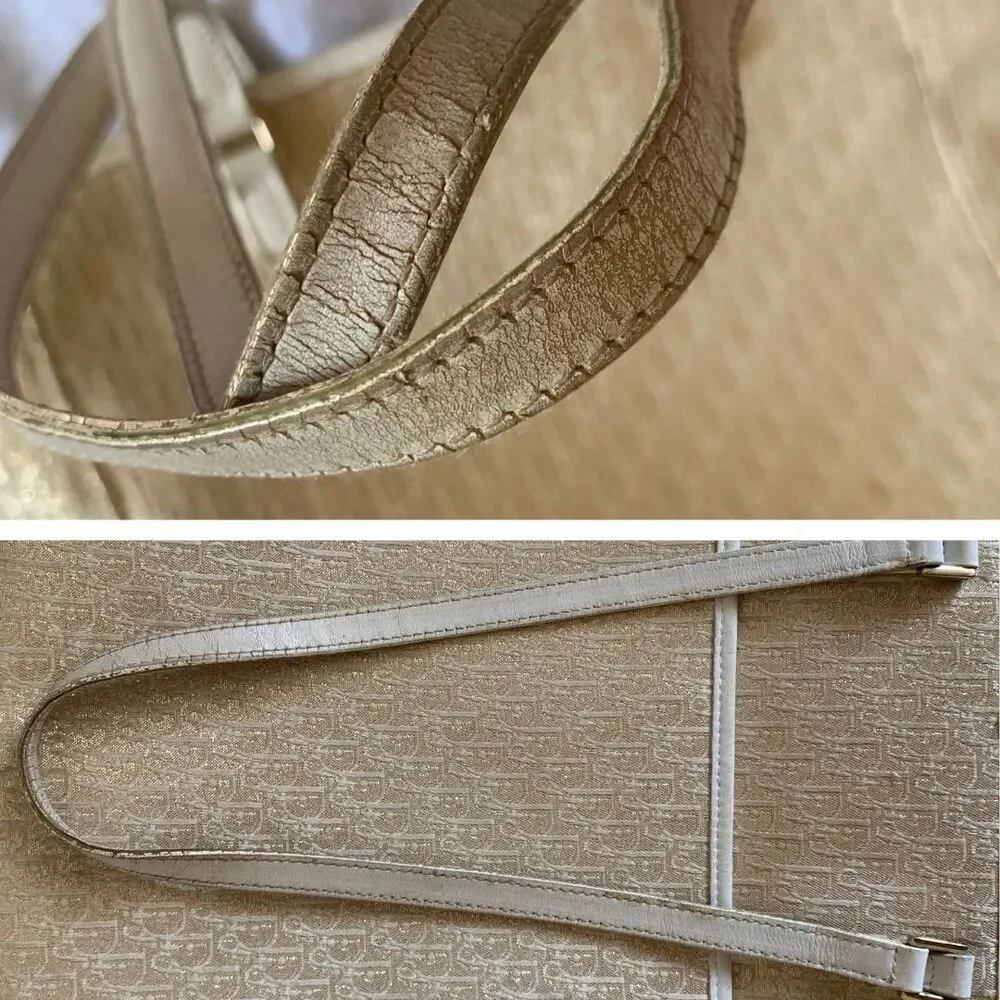 Christian Dior White and Gold Monogram Tote Bag Vintage - Picture 13 of 16